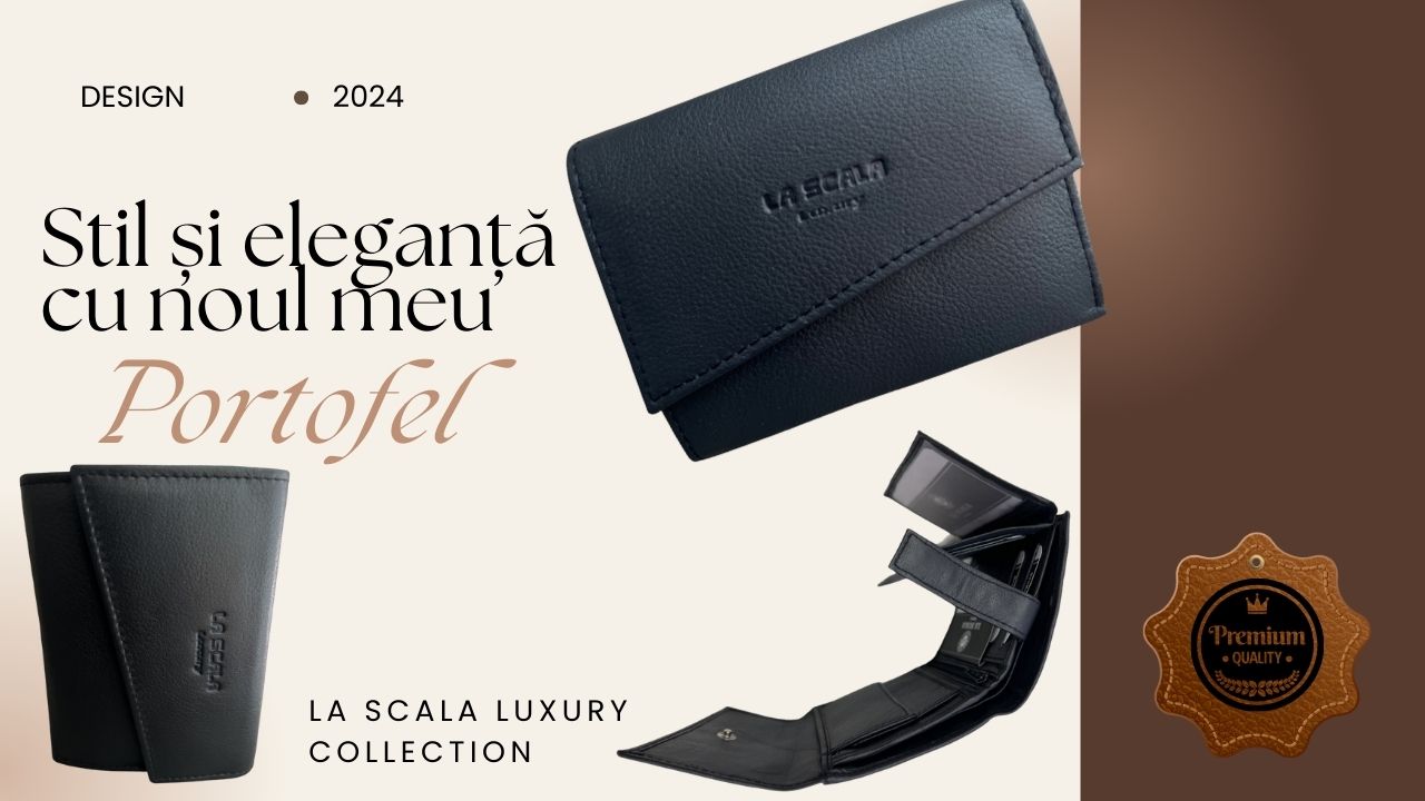 portofel negru de dama din piele: la Scala Luxury